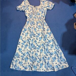 Floral Blue and White Dress
